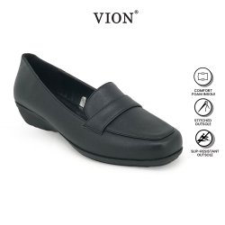 Black PVC Leather Hostel / Uniform / Office Formal Shoes Ladies FMA650J5